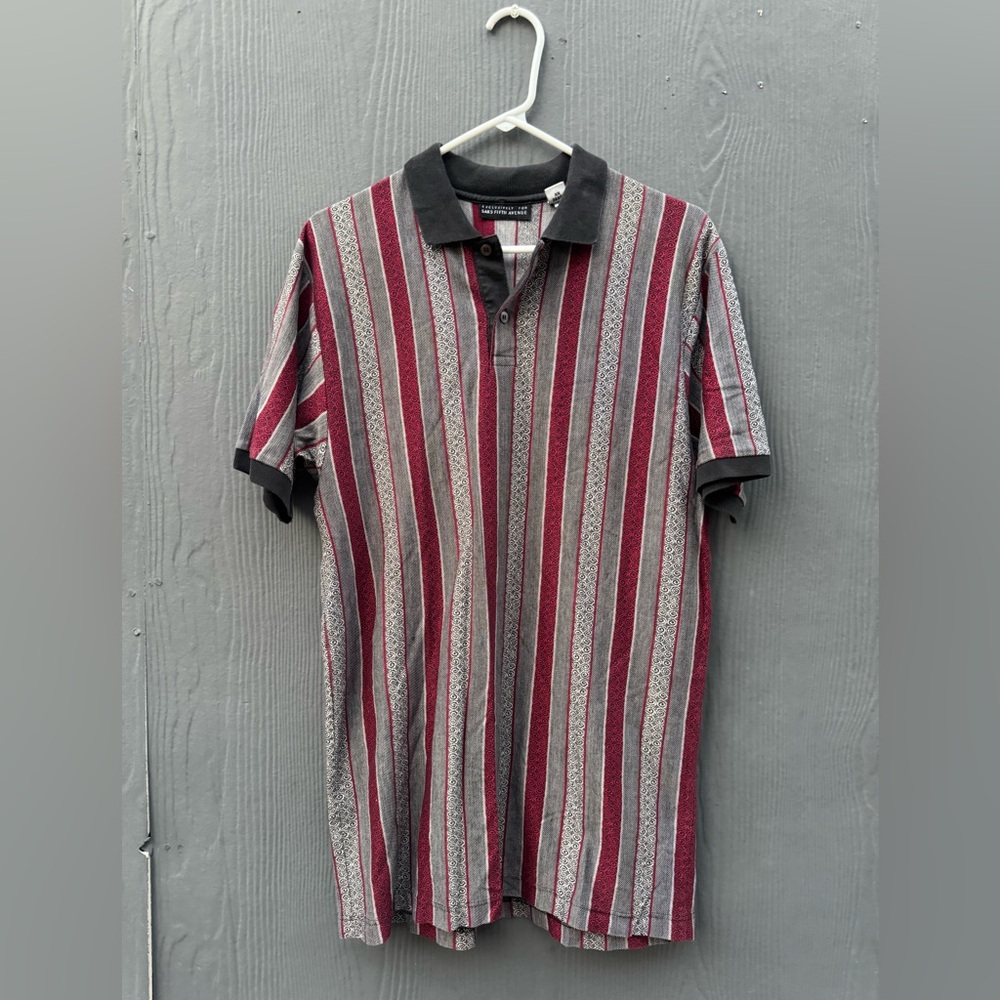 90s Saks Fifth Ave Mercerized Cotton Striped Polo Size MD